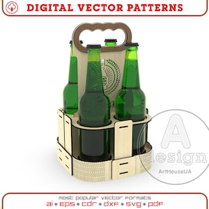 Bier Halter Box Vektor Datei Laser geschnitten Maschinen, Bier Flaschenhalter, Bier Träger, Bier Tote, Beer Caddy, Bier Tablett, Bier Display, Ver.5