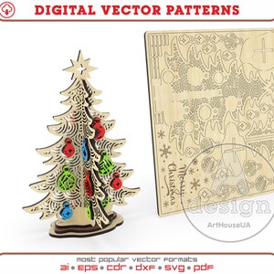 Weihnachtskarte 3D Puzzles lasergeschnittene Vektordatei. Weihnachtsgrüße vektor, Weihnachtssouvenirkarte Glowforge SVG, Weihnachtsdekoration SVG