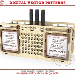 Ewiger Kalender, Ewiger Kalender, Pc-23, Ewiger Kalender, SVG glowforge Dateien, Kalender Tischdeko, Laser cut Datei, Kalender DXF, PDF