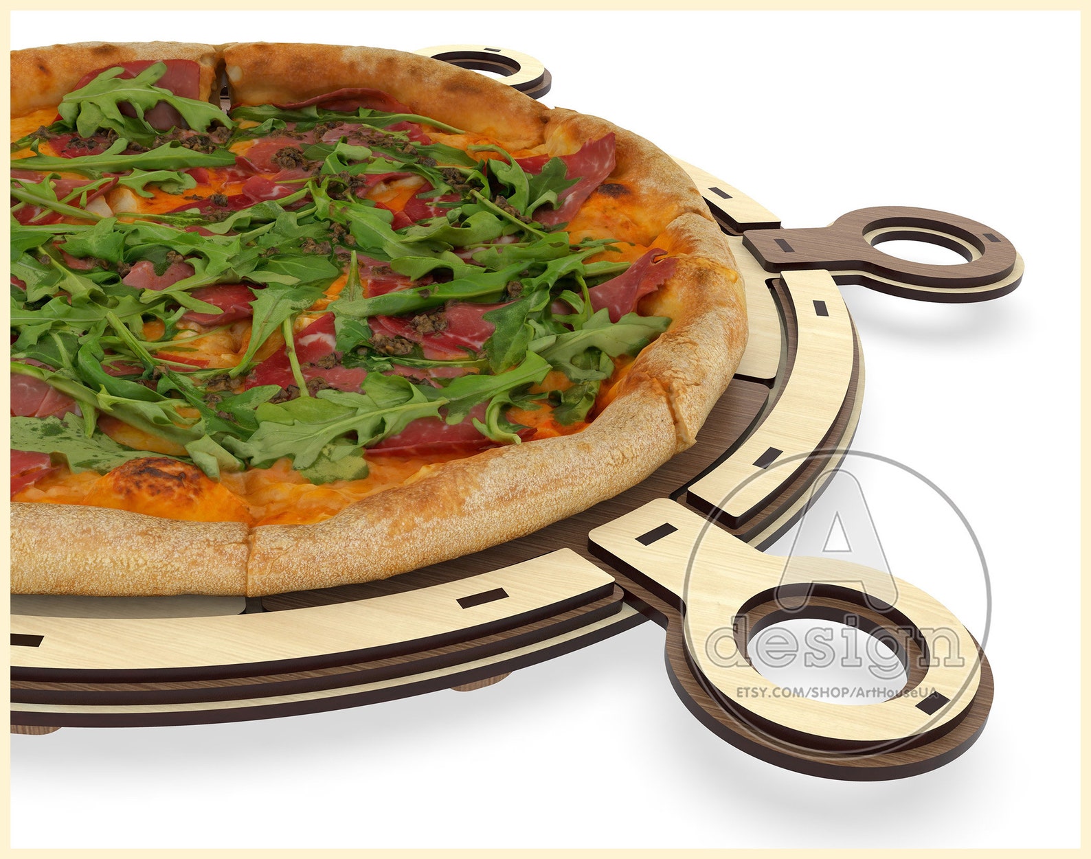 Wooden Pizza Tray With Serving Slices Pizza Serving Tray Etsy