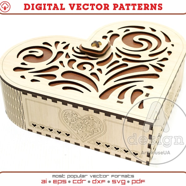 Heart Gift Box vector file for laser cut machines and Glowforge ready SVG, Valentine's Day Gift Box, Wedding gift box, Heart candy box file