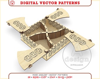 Jewelry box SVG vector for laser cut, Unique box for threads and needles DXF, Openwork Organizer for storing ready vector for Glowforge.