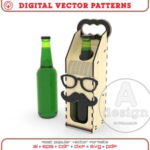 Máquina de corte a laser de arquivo vetorial de caixa porta-cerveja 330ml, porta-garrafa de cerveja, porta-cerveja, sacola de cerveja, transportador de cerveja, bandeja de cerveja, display de cerveja, Ver.8
