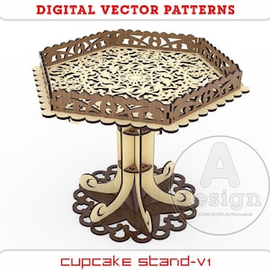 Cupcake Stand vector, Cake stand vector, Cake Stand laser patroon, Cake Stand Glowforge bestanden, Cake Stand Laser gesneden bestanden Dxf, Pdf, Svg, Cnc, V1