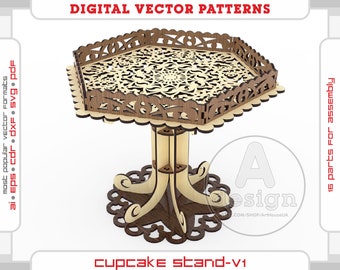 Cupcake stand SVG laser cut file wooden tiered cake dessert stand party decor