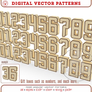 Bundle 3D Numbers Gift box vector file for laser cut and SVG for Glowforge user, Gift 3D Boxes for treats, candy, chocolate etc, Ver.29