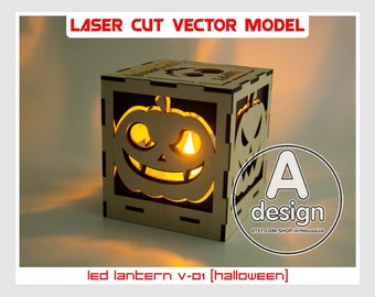 Halloween pumpkin lantern vector file for laser cut LED table decor light
