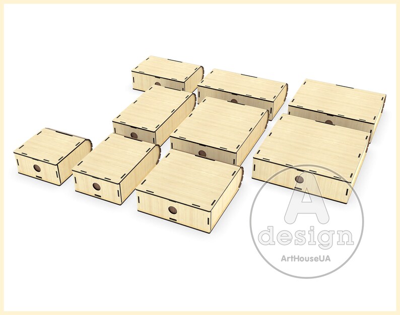 9 Different Sizes Boxes Look Like Book Vector File for Laser Etsy