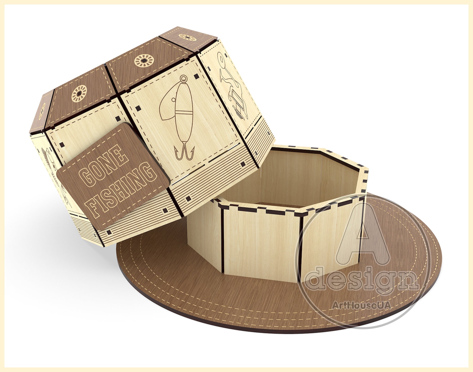 Gone Fishing Hat Box Vector File Laser Cut Machines and Etsy