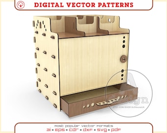 Organizador de escritorio SVG para corte láser: Soporte para manualidades, portalápices, organizador de lápices.