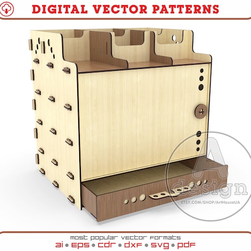 Wood Office Organizer Wood Desk Organizer Pencil Cup Stand Etsy