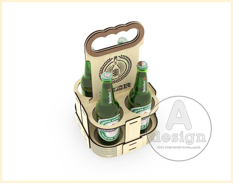 Download Beer holder box BHB-V4P Laser cut vector Beer bottle | Etsy