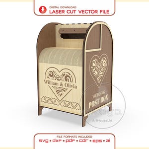 Wedding Post Box SVG Laser Cut File, Reception Card Holder