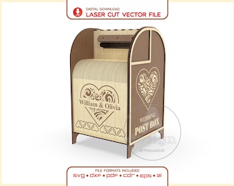 Wedding Post Box SVG Laser Cut File, Reception Card Holder