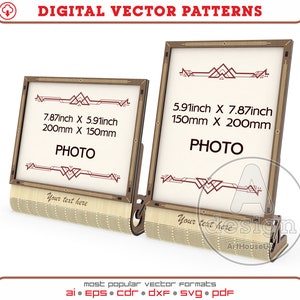 Photo frame vector file for laser cut and Glowforge users ready SVG, Modern photo holder file, Picture frame stand, Photo table stand Ver.10