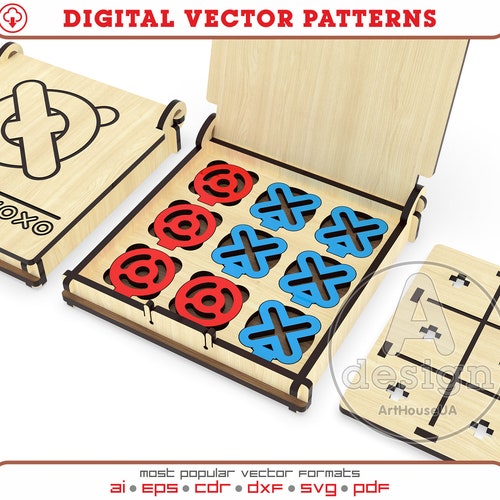 X0 Svg Vector Files for Laser Cutting Wooden Board Games for Etsy