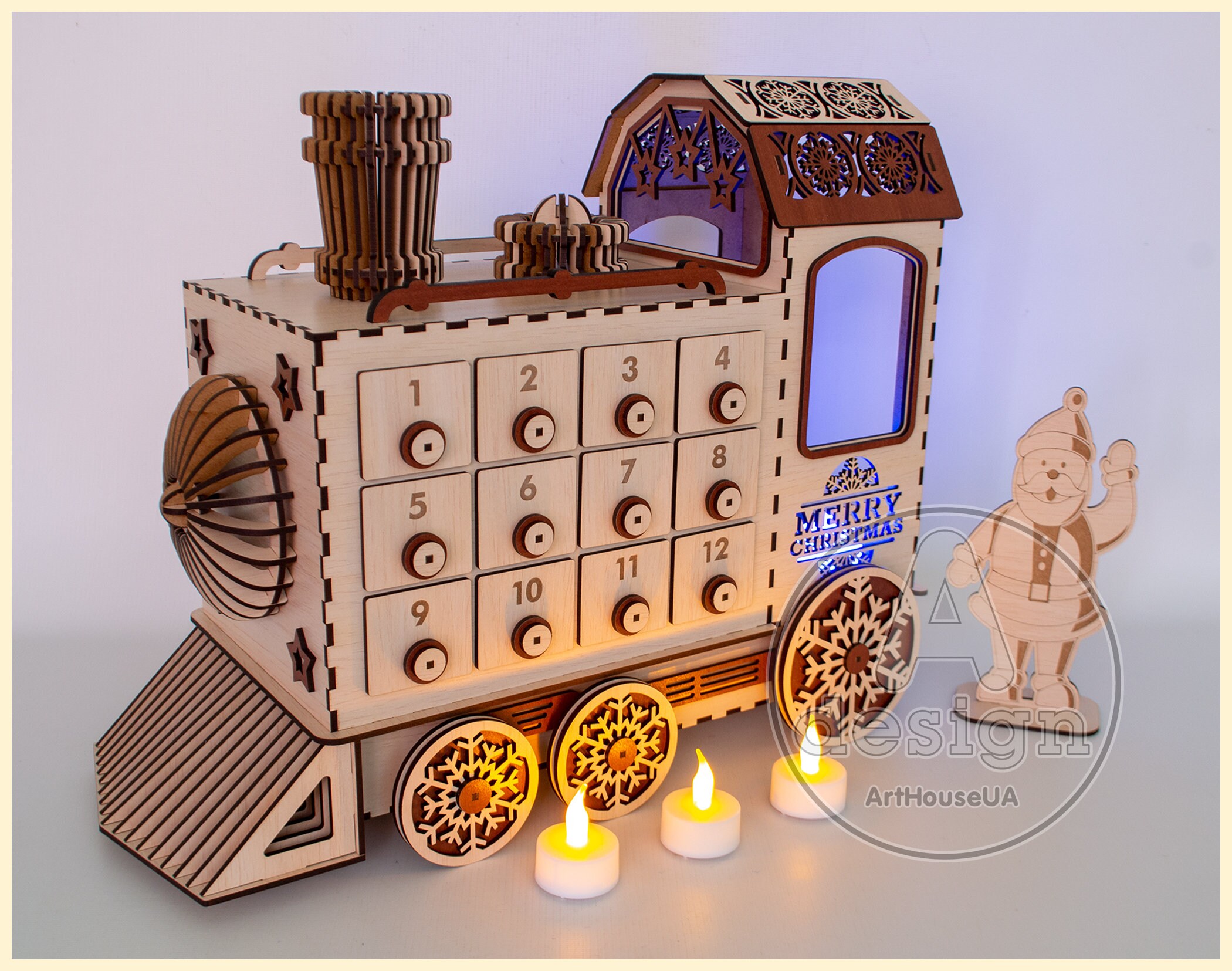 Advent calendar laser cut vector file Christmas decorations Etsy