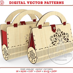 Handtasche, Abendtasche, Holztasche, Seidenkupplung, Holzkupplung, Kupplungsgeldbörse, handgefertigte Handtasche, Sperrholzkupplung, Laserschnitt, Cnc-Datei, Cl-68