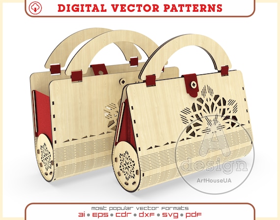 Wooden Handbag, Vintage Wooden Purse, Vintage Bag, Vintage Wooden Handbag,  Handbag Vector Plans, Laser Cut Vector, Cnc Pattern, WHB-V5 - Etsy | Wooden  purse, Wood wine box, Vintage bags