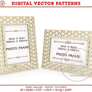 Fichier vectoriel de cadre photo, cadre photo découpé au laser, fichiers découpés au laser de cadre photo d&#39;art mural, porte-photo DXF, fichier SVG prêt de cadre photo Glowforge