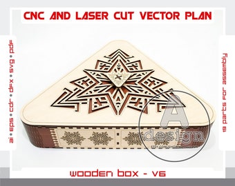 Scatola di legno, taglio laser scatola regalo, piano vettoriale scatola, modello laser scatola di compensato, file di taglio CNC, file DXF scatola, file SVG scatola, vettore scatola di caramelle, V6
