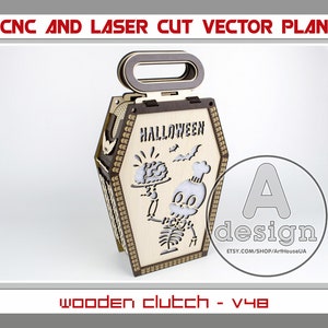 Clutch Tasche, Halloween Tasche, Holztasche, Sarg Clutch, Holz Clutch, Clutch Geldbörse, Сoffin Handtasche, Sperrholz Clutch, SVG-Datei, CNC-Datei, Cl-48
