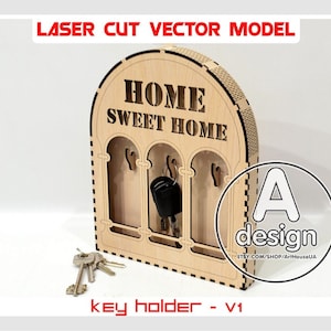 Key holder, plywood key holder, key holder laser model, key vector model, keyring holder, box key holder, wall key holder, key storage box