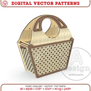 Holzhandtasche, Vintage Holztasche, Vintage Tasche, Vintage Holzhandtasche, Vektorpläne, Laserschnittmodell, Vektormodelle, WHB-V13
