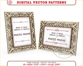 Cornice portafoto multistrato, file SVG per taglio laser, decorazione da parete o da scrivania.