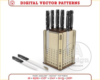 Kitchen Knife Holder SVG Laser Cut File, Knife Stand Rack Organizer Vector File