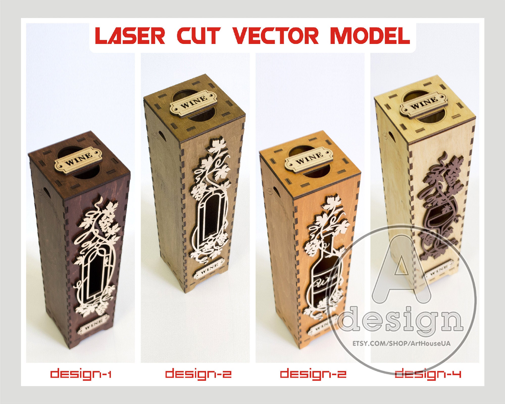 Wine Box Vector Wineboxv2 Wine Box Laser Cut File Plywood Etsy