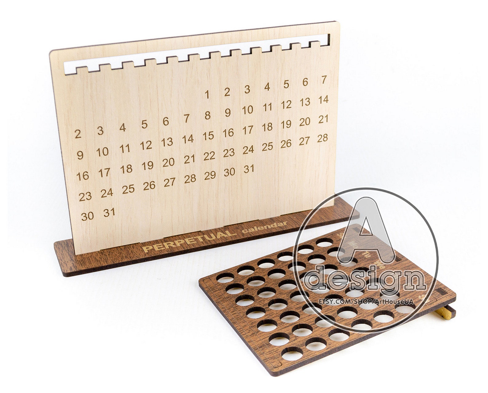 Perpetual Calendar Calendar Laser Cut Vector Model Perpetual Etsy