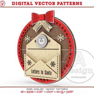 Letters to Santa Mailbox SVG bestand lasersnijmachines en Glowforge, Christmas Santa Claus Mail Box, North Pole Express box, Post Box bestand