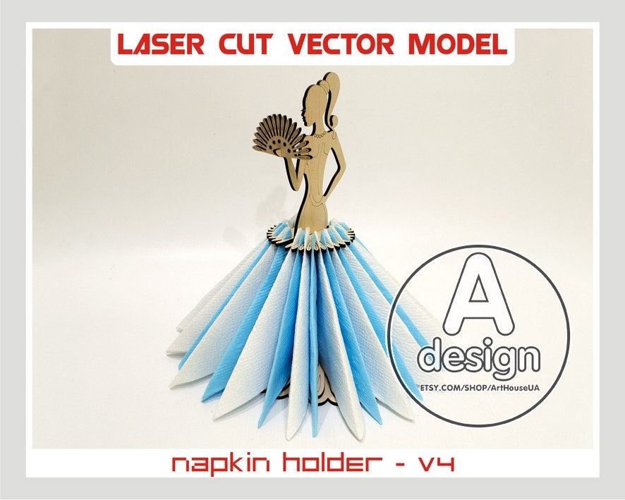 Napkin holder, Wood napkin holder, Plywood napkin holder, Laser cut napkin holder, napkin holder svg, Scroll Saw pattern, Cnc file, NH - V4