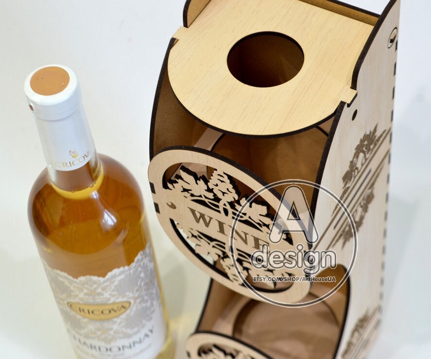 Wine box Wood wine box Plywood wine box Vine box Wine Etsy
