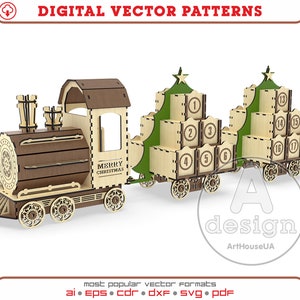 Calendario de Adviento cortado con láser, archivo vectorial, calendario de Adviento navideño, calendario de Adviento navideño de 24 cajones, decoración navideña, versión 11