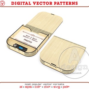 Vector de caja USB de foto, Caja de boda para foto y unidad flash USB, Patrón vectorial de corte láser de caja, Archivo Glowforge SVG, Archivo vectorial de caja de memoria