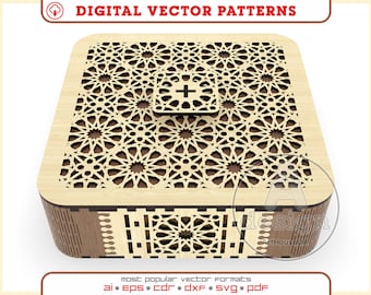 Wooden box vector, Gift box laser cut, Plywood box laser pattern, Candy Box vector, Glowforge files, Laser cut files Dxf,Pdf,Svg,Cnc, V3-SM