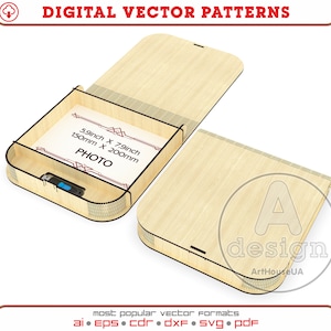 Foto USB box vector, Wedding Box voor foto en USB flash drive, Box laser cut vector patroon, Glowforge bestand SVG, Memory box vector bestand
