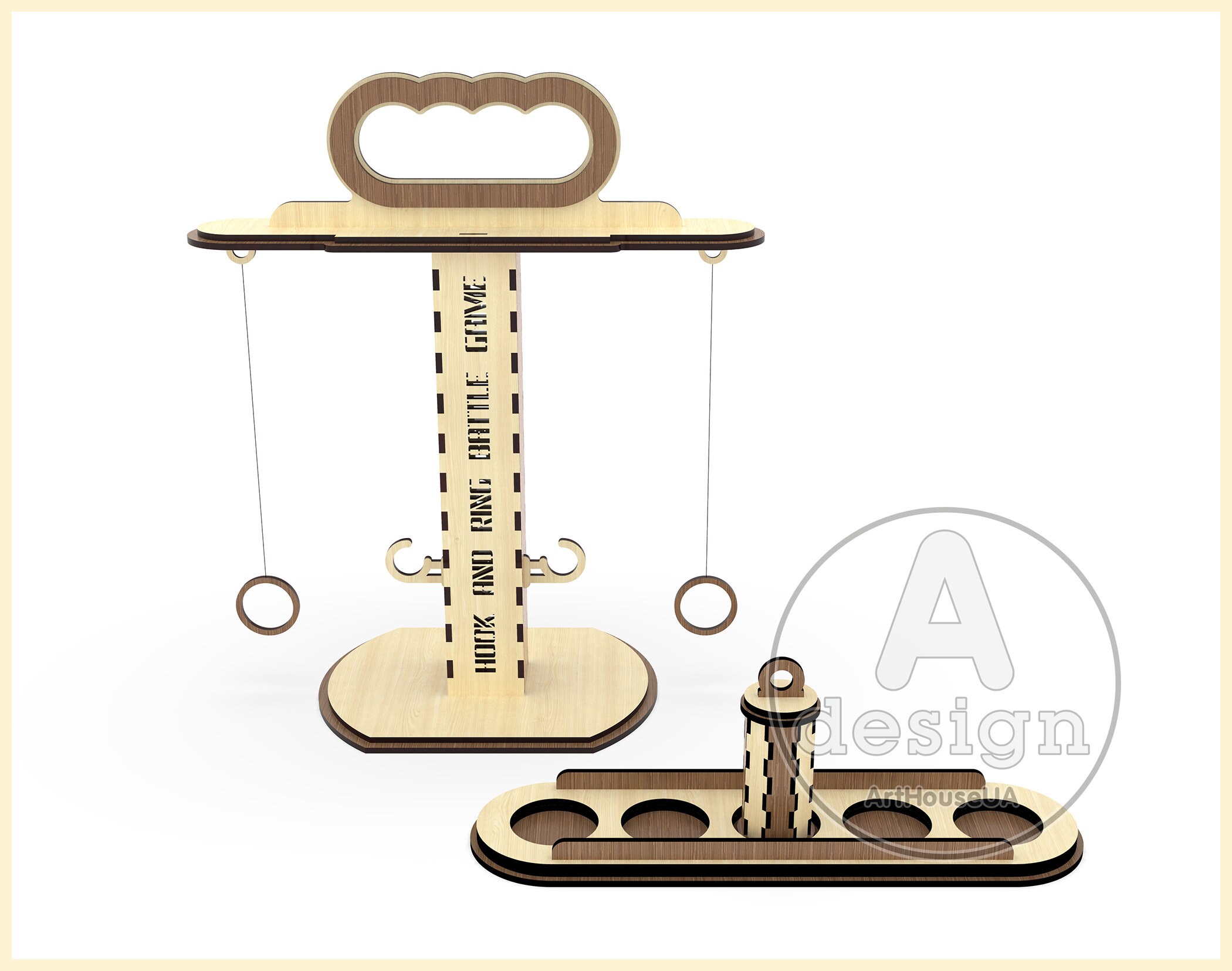 Double Hook and Ring Battle Game Vector File DXF Ring Swing Etsy Canada