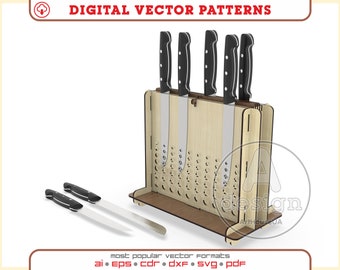 Knife Block SVG Laser Cut File, Kitchen Knife Holder Rack Stand Vector Design