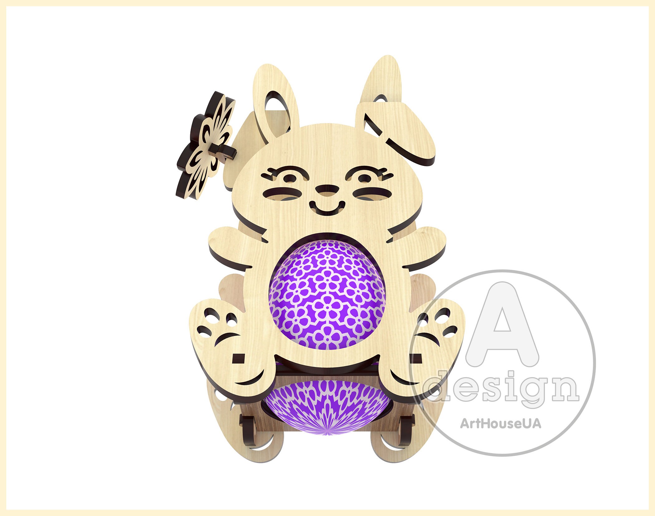 Easter Bunny Egg Holder 3D Puzzle SVG, Laser Cut File (digital Download ...