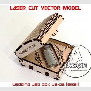 Box für USB Vektor, Hochzeit Geschichte USB-Hülle, Box lasergeschnittene Vektordatei, kleine Box SVG, Glowforge lasergeschnittene Datei, Box für USB-Stick