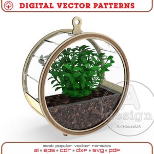 Wall mounted pendant garden stand for flowers vector file, pot for succulents laser cut Dxf, flowers storage basket files SVG for Glowforge