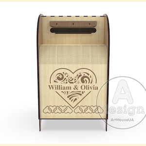 Tarjeta de boda Post box vector SVG archivo corte láser y usuario Glowforge, caja de recepción de boda, caja de tarjeta de dinero de caja de correo de regalo, titular de la tarjeta de boda imagen 5