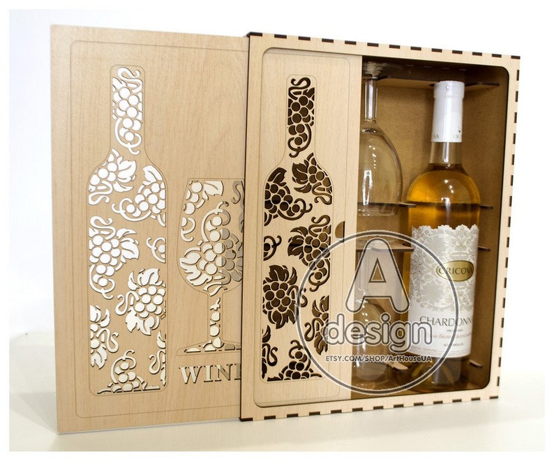 Wine box vector WineBoxV24 Wine box laser cut file Plywood Etsy