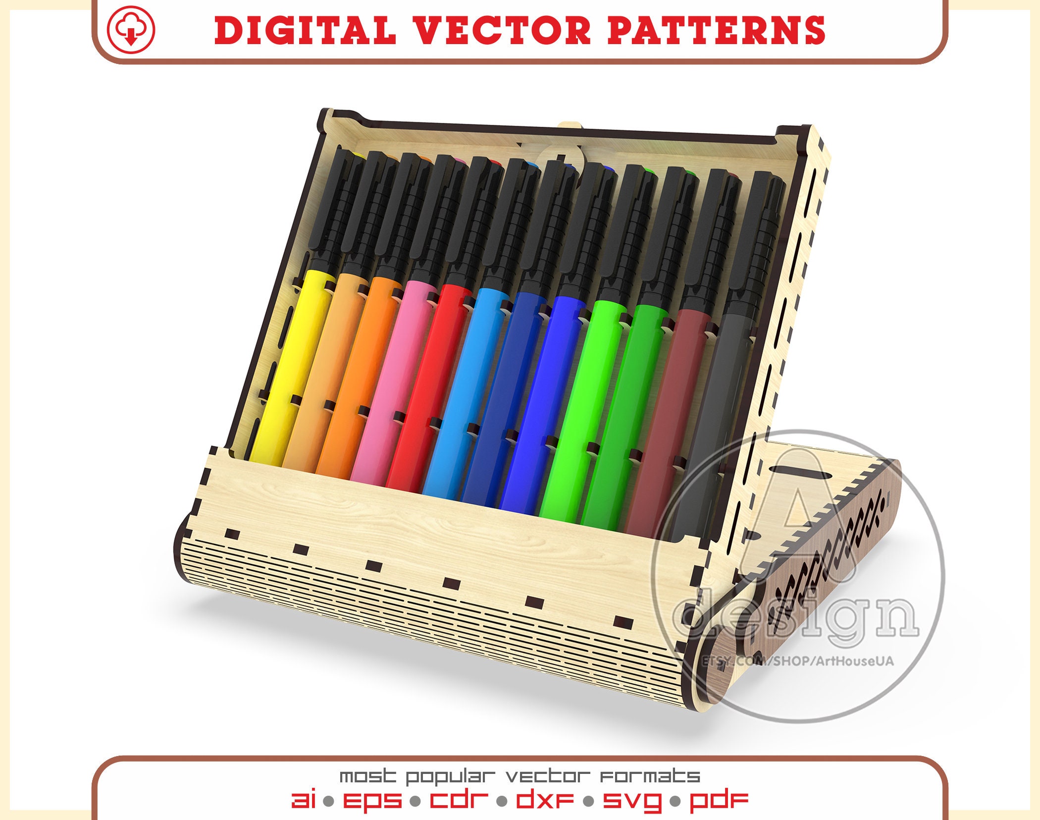 Digital Pen case SVG for laser Pen box laser Pen holder DXF