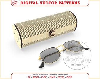 Sunglasses Storage Box SVG Laser Cut File Wooden Glasses Case Eyeglass Holder Design