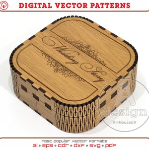 Box for USB vector, Wedding story usb case, Box laser cut vector file, Small box SVG, Glowforge laser cut file, Box for USB flash drive