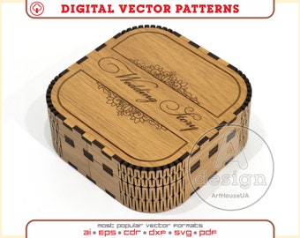 Box for USB vector, Wedding story usb case, Box laser cut vector file, Small box SVG, Glowforge laser cut file, Box for USB flash drive